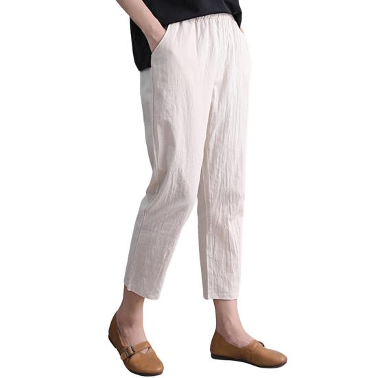 Женские брюки-шаровары, широкие однотонные длинные брюки с карманами, эластичный пояс, свободные походные брюки