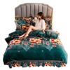 Комплект из 4 предметов плюшевого осенне-зимнего комплекта из утолщенного теплого флиса, простыни, пододеяльника с принтом, подзора для кровати, комплект для дома