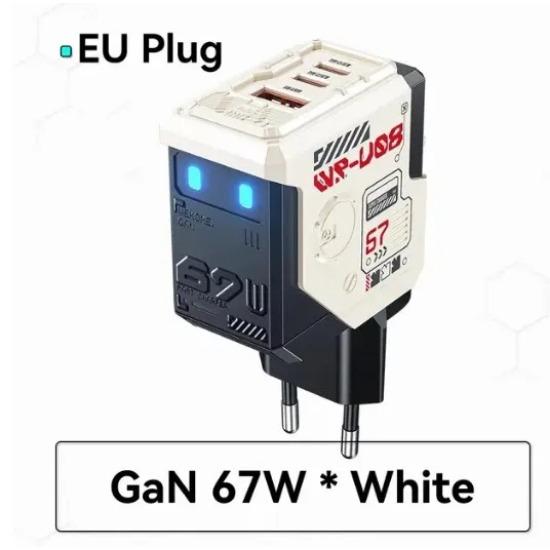 67 Вт GaN зарядное устройство Mecha Robot три порта QC PD блок быстрой зарядки адаптер питания для iPhone ноутбук MacBook Samsung Galaxy Google