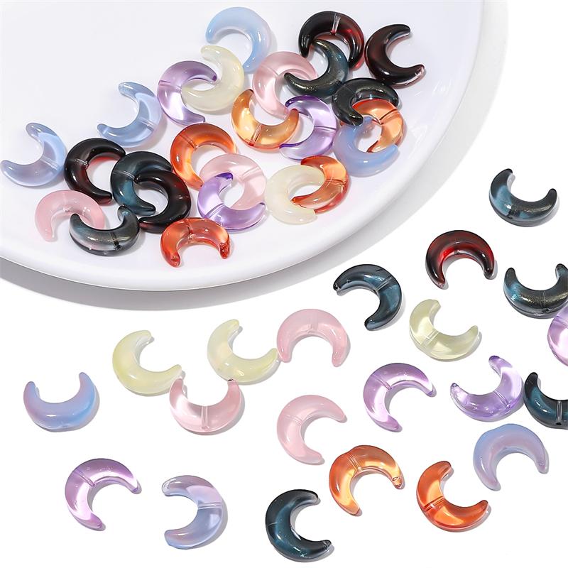 Разноцветные стеклянные бусины в форме полумесяца 15х12мм 10шт. Для изготовления украшений DIY Браслет Ожерелье