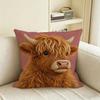 Animal D FlatPrinted Highland Cow Cushion Cover Natural Linen Pillowcase Set AllinOne Decor for Sofa Bedroom  Chair