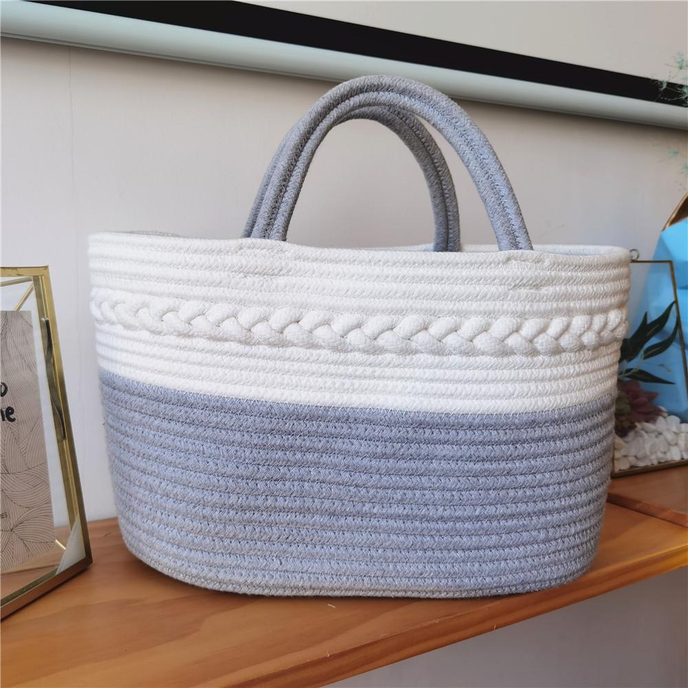 Портативная корзина для хранения из хлопковой веревки, игрушка для подгузников, журнал для жареного теста, овальная корзина для хранения