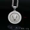 Hip Hop Lion Head Pendant Necklace with Rhinestone Fashion Men Stainless Steel for Boy Best Gifts Fashion Accessories Jewelry