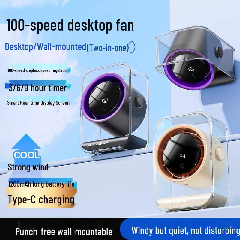 Bladeless High-Speed Desktop & Wall-Mounted Circulation Fan for Dorms and Offices