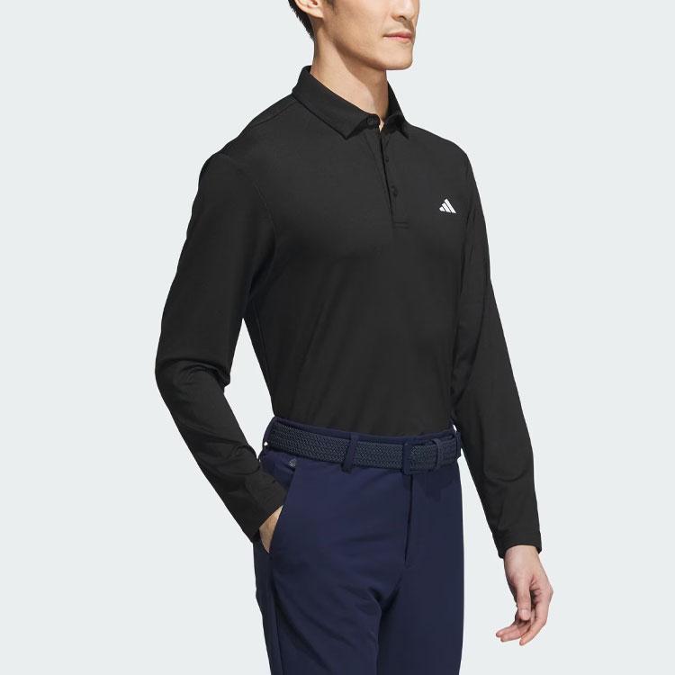 Adidas Рубашка поло Aeroready Core с сплошным логотипом для гольфа, поло с длинным рукавом, мужские топы, черный цвет IA2713