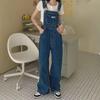 Hong Kong Style Women's High Waist Wide Leg Denim Overalls, Plus and Small Sizes Available
