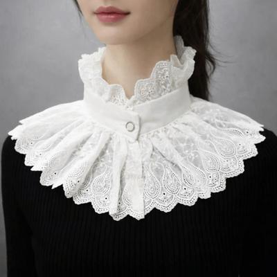Съемный Кружевной Воротник-Обманка С Вышивкой, Высокий Воротник, Мягкий Съемный Воротник, Съемный Легкий Воротник с Оборками, Декорация для Блузки