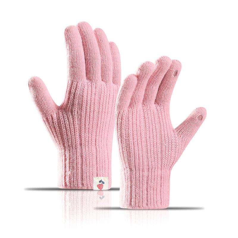 Зимние бархатные теплые перчатки для езды на велосипеде на открытом воздухе с сенсорным экраном мужские и женские шерстяные вязаные перчатки