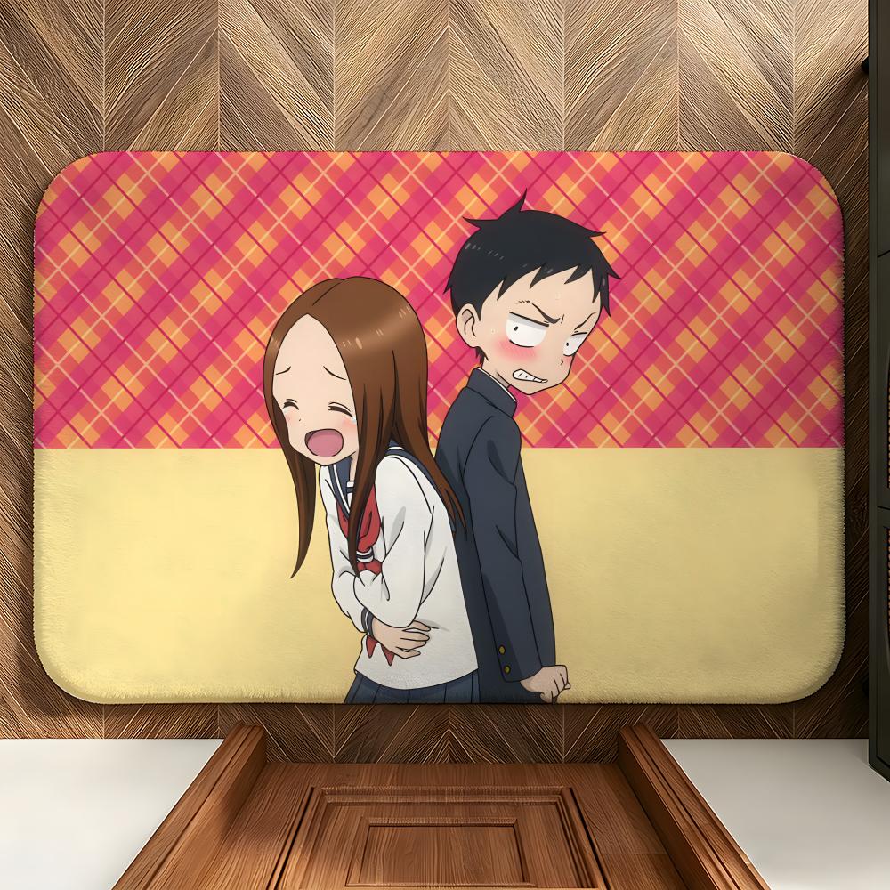 Anime t-Takagi-san Floor Mat Soft Flannel Floor Mat Suitable for Entryways, Living Rooms, Bedrooms, and Bathrooms