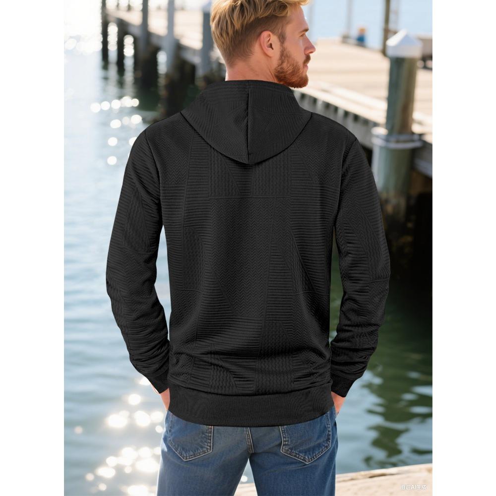 Spring and Autumn New Pullover Solid Color Casual Sports Loose Trendy Long Sleeve Hoodie Men