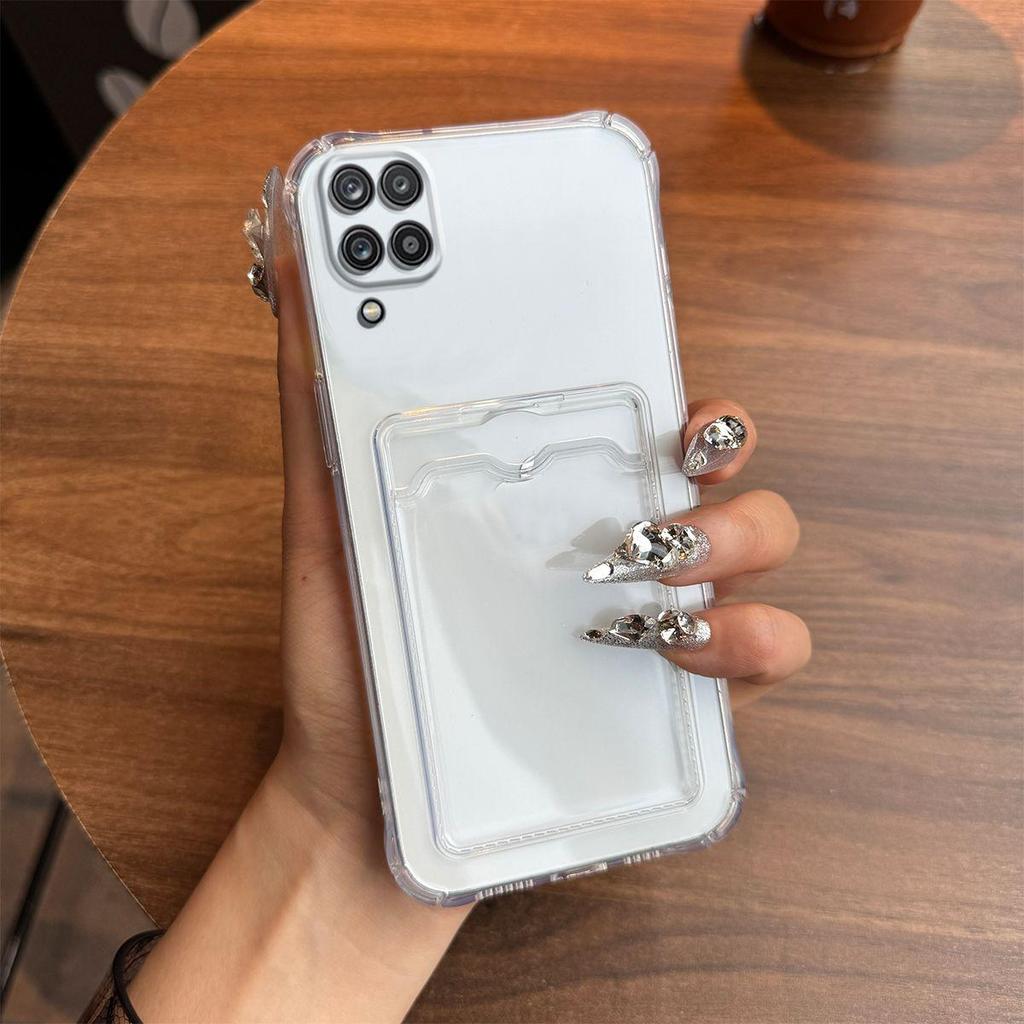 Прозрачный противоударный чехол для Samsung Galaxy A42 5G, A22 4G, A12, M53 5G, M33 5G с держателем для карт