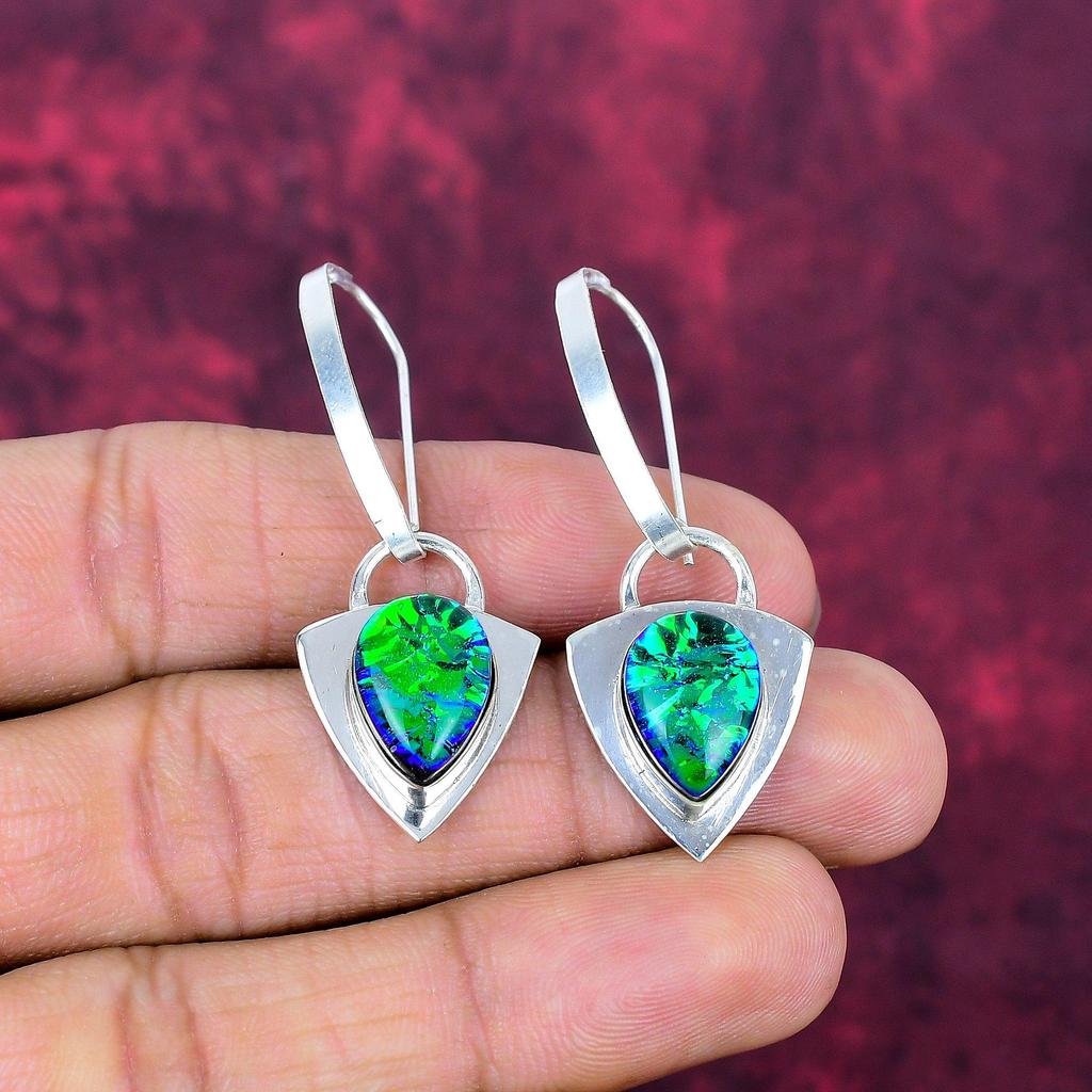 Серьги с синим триплетом опала, драгоценные камни, серьги ручной работы из цельного серебра 925 пробы, ювелирные изделия последнего дизайна