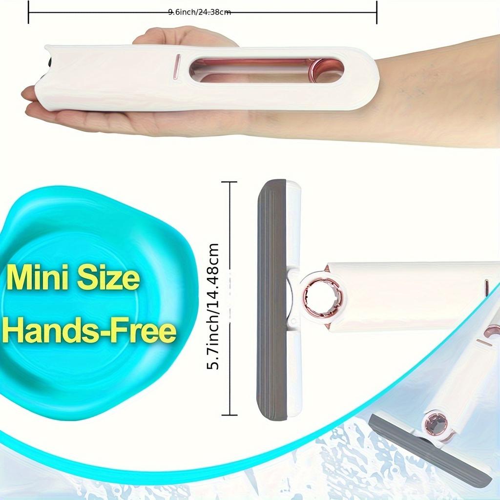 Миниатюрная настольная портативная швабра - легкое самоотжимание, без помощи рук, чистящее средство с многоразовыми хлопковыми головками и 1 эргономичной ручкой для отжима стекол автомобиля