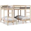 VidaXL Triple Bunk Bed 140x200/70x140 Cm Solid Pine Wood, Triple Bunk Bed Frame, Bedroom Furniture, Frame of 3308577