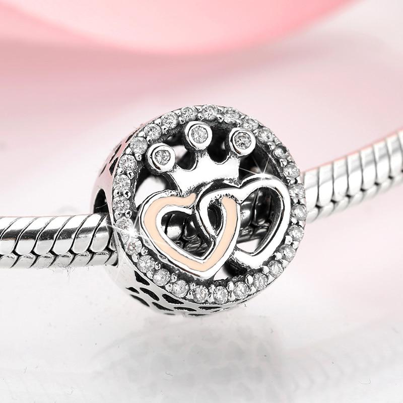 925 Sterling Silver Heart Shape Charm Pendant Beads 925 Sterling Silver Couple Fit Original Jiuhao Charm Bracelet Jewelry