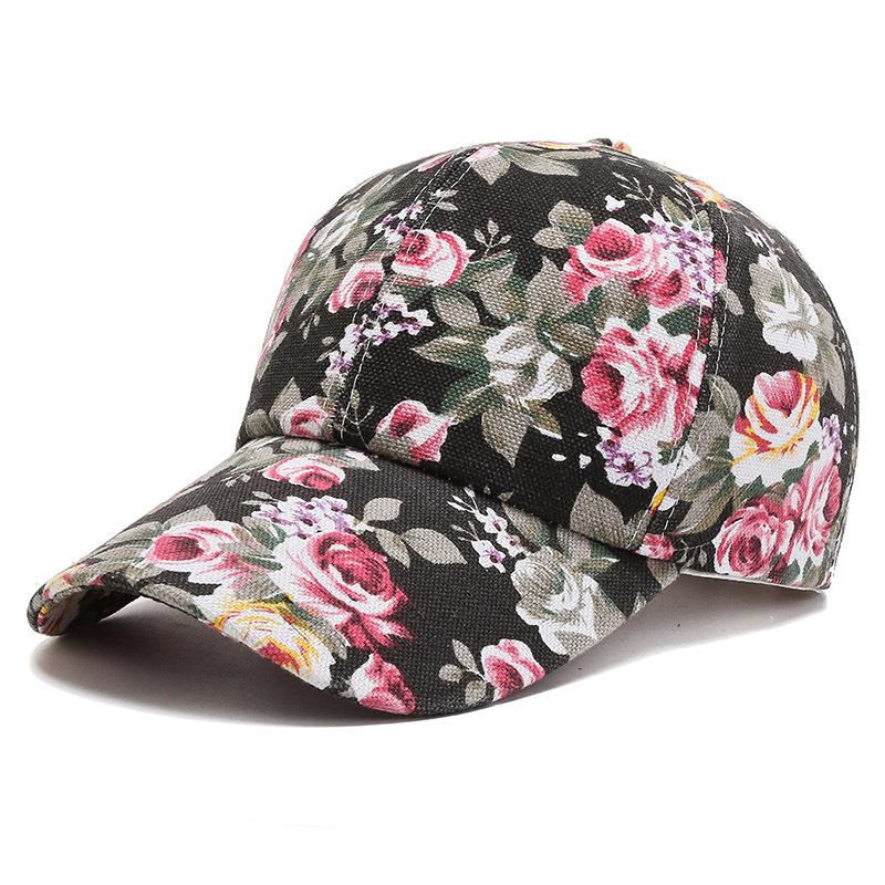 Fashion Women's Summer Cap Floral Print Trucker Hat Outdoor Streetwear Cap Female Baseball Cap With Flowers And Plants Design