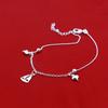 Стерлингового Серебра 925 пробы, простые ножные браслеты в форме сердца, босоножки, вязаные крючком, украшения для ног, новые ножные браслеты на ногу, браслеты на щиколотку для женщин