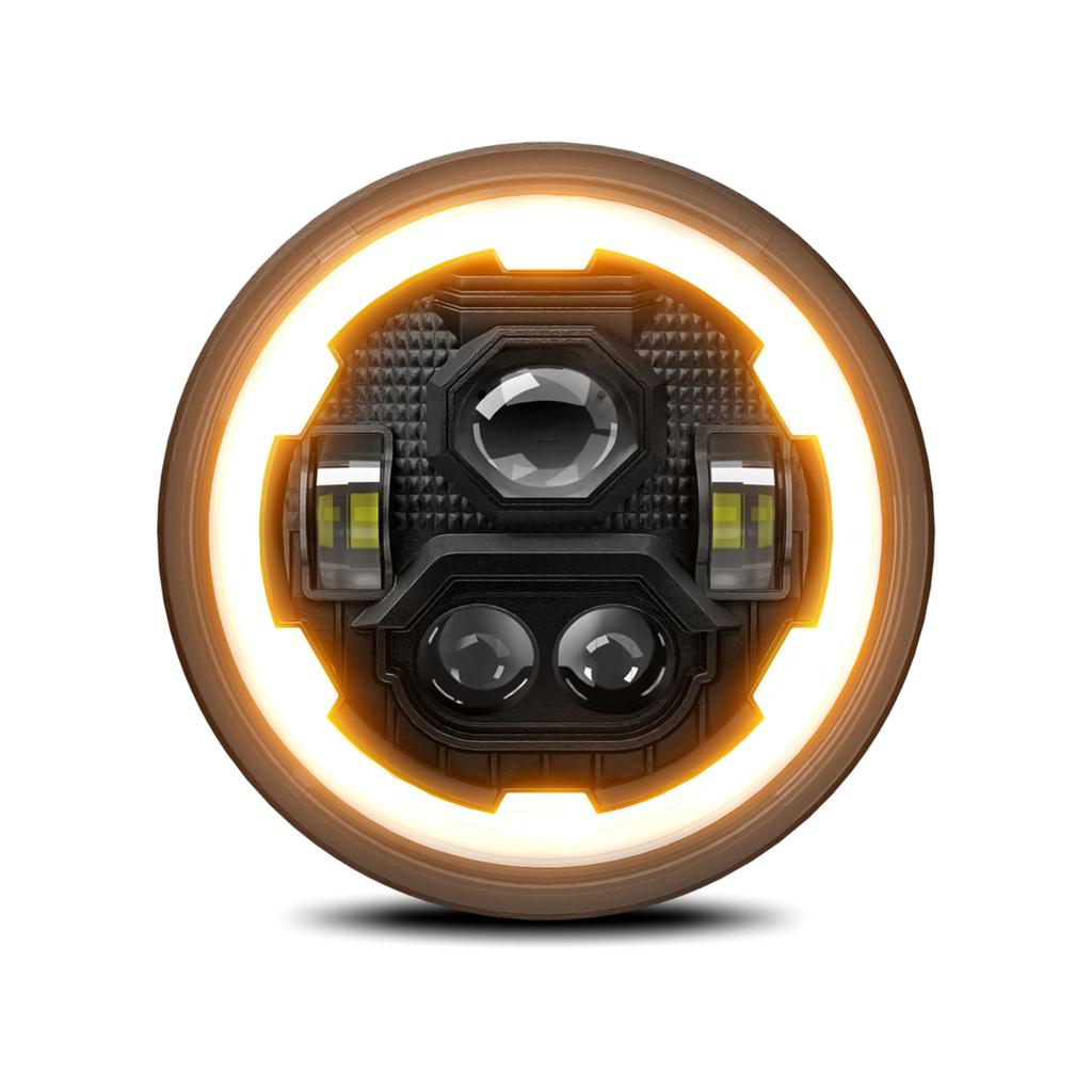 7-дюймовая автомобильная светодиодная фара 7-дюймовая круглая фара с белым дальним ближним светом DRL и янтарным указателем поворота