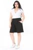 Women's Fashion Big Size Shorts & Bermudas Large Size Black Twill Fabric Shorts with Elastic Waist and Side Pockets