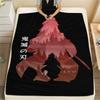 1PC Demon Slayer Black Patterned Flannel Blanket Suitable For All Seasons For Home Decor Warmth And Comfort Gifts Holiday Present