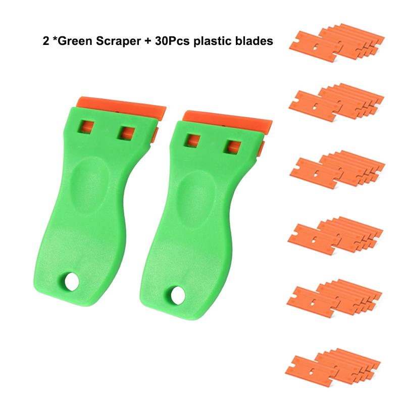 No-Scratch Cleaning Scraper Tool Wall Paint Scraper with Plastic Razor Blades Window Glass Adhesive Decal Remover Kit 13/32Pcs