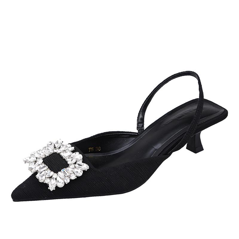 Autumn New Luxury Rhinestone High Heels Women Heeled Sandals Sexy Slingback Sexy Pumps Elegant Heels Pointed Toe Shoes