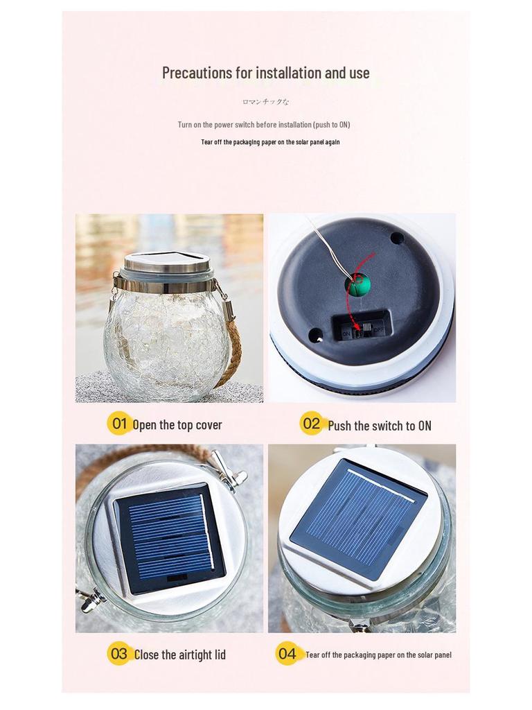 Solar-Powered Outdoor Garden Hanging Light - Glass Mason Jar Christmas Decoration