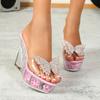 Wedge-heeled 10CM Nightclub High Heels Flower-heeled Women Shoes Catwalk Pole Dancing Shoes Crystal Bottom LFD-1101-65