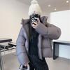 Down jacket women, new short hooded loose bread jacket in autumn and winter, thickened white duck down warm jacket
