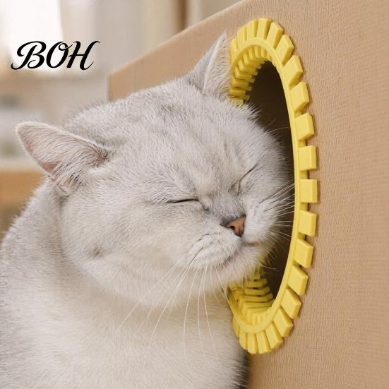 Friendly Cat Toy Self Groomer for Cardboard Boxes, DIY Grooming Brush Tunnel Ring, Hands-Free Massage Comb House Door Hole Hair Cleaner