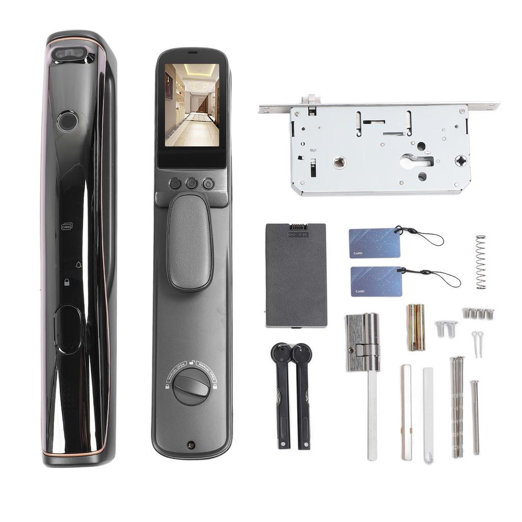 Дверной замок с 3D-распознаванием лиц, отпечатком пальца, картой, приложением, ключом, разблокировкой, интеллектуальным WiFi-замком для бесключевого доступа