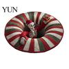 Indoor Holiday Decoration Round Christmas Rug, 39" Imitation Cashmere Santa Snowflake Pattern, Winter Home Decor Area Rug for Living Room Bedroom