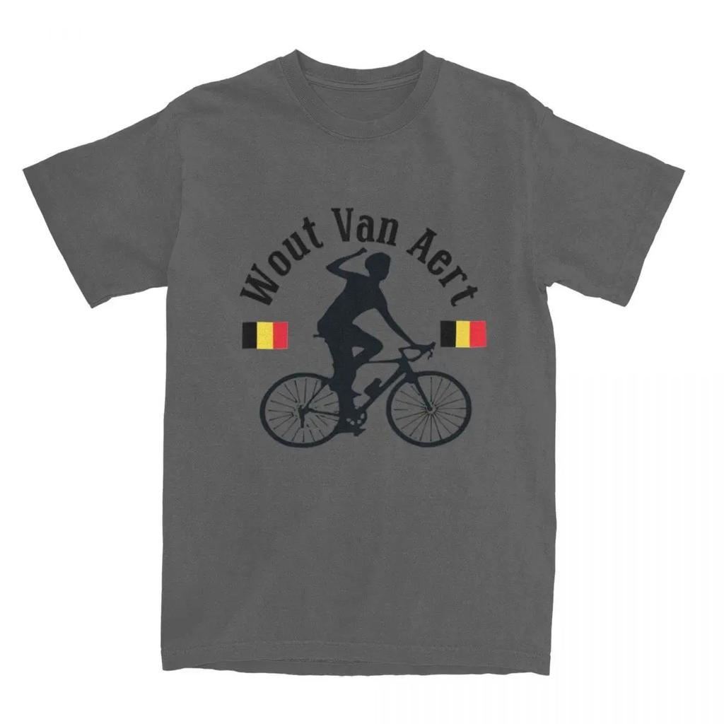 Hipster Wout Van Aert Cycling Logo T-Shirts Men Women's Crewneck Pure Cotton Belgium Flag Short Sleeve Tee Shirt