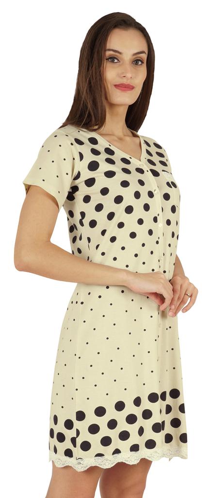 Inkmeso Printed V-Neck Nightgown Sleepwear For Womens Nightshirt Soft Button