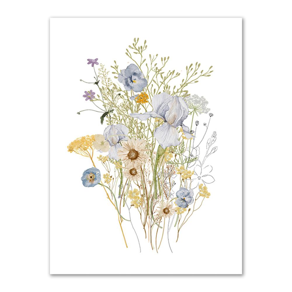 Набор из трех картин на холсте с акварельной абстрактной ботанической живописью в рамах для декора гостиной