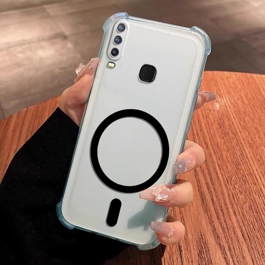 Магнитное кольцо DIY Гелевый чехол для Vivo Y17 Y15 2020 Y12 Y11 Защита от падения с подушками безопасности по углам