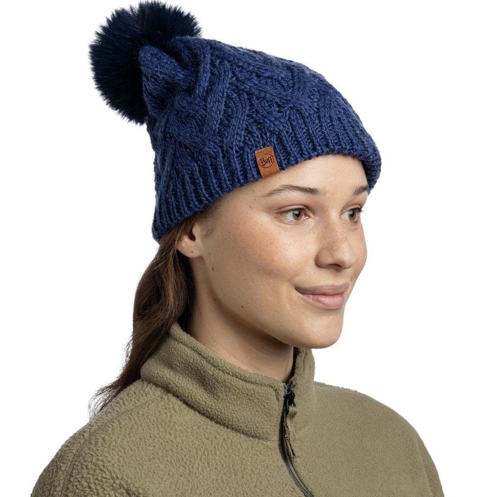 Buff Knitted Fleece Caryn Beanie, Womens navy Cap
