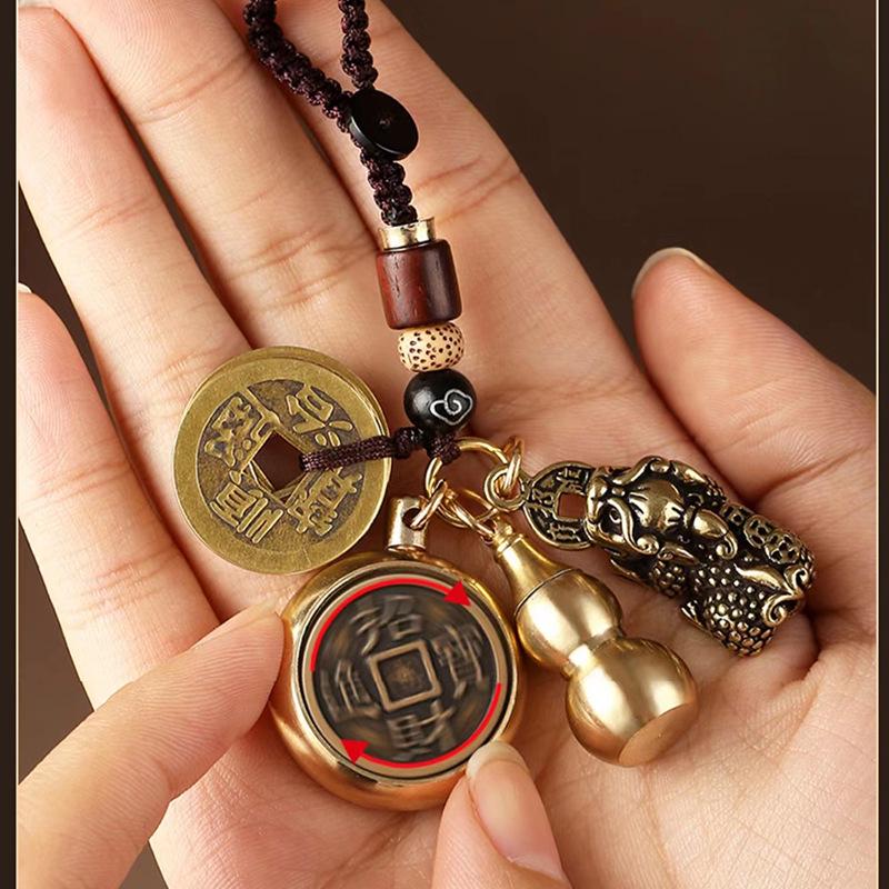 Брелок Pixiu Cinnabar Brass с подвеской в виде знака зодиака и пяти императорских монет
