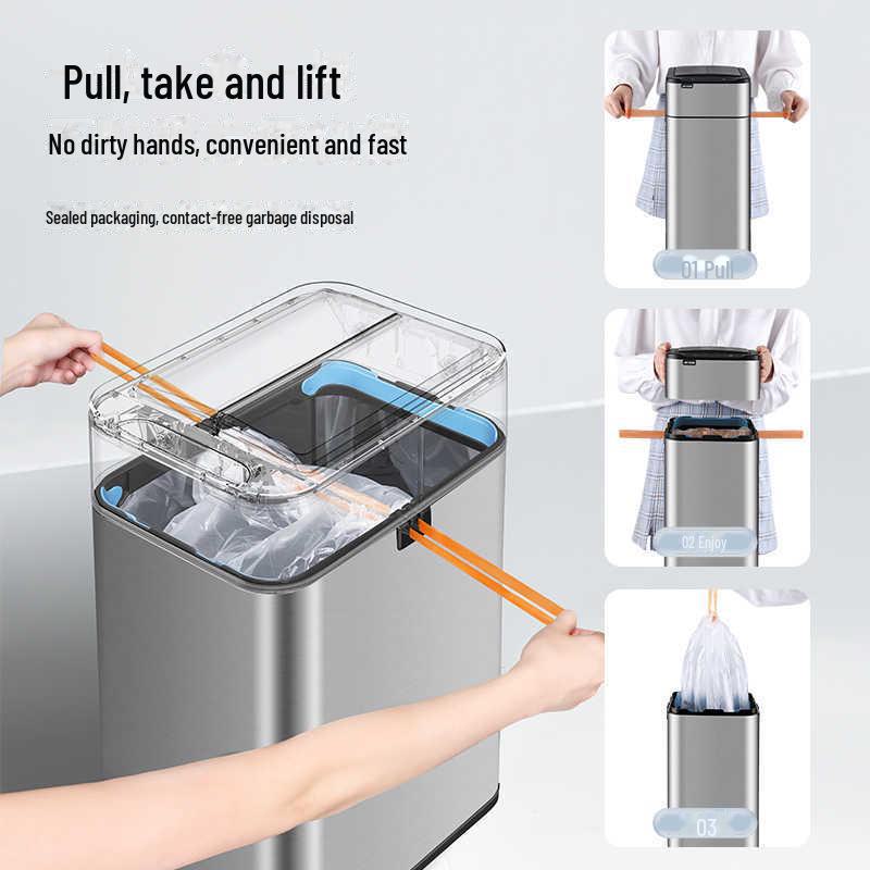 Jieanhui Smart Induction Trash Box с крышкой для ванной комнаты, кухни и гостиной - Автоматическая упаковка