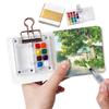 Mini Watercolor Paint Box Pocket Artist Travel Set 8/15-Color Palette Walnut Wood Metal Clip Portable Watercolor Pen