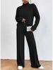 European & American 2023 Autumn/Winter High-Neck Knit Sweater & Loose Trousers Women's Two-Piece Casual Suit