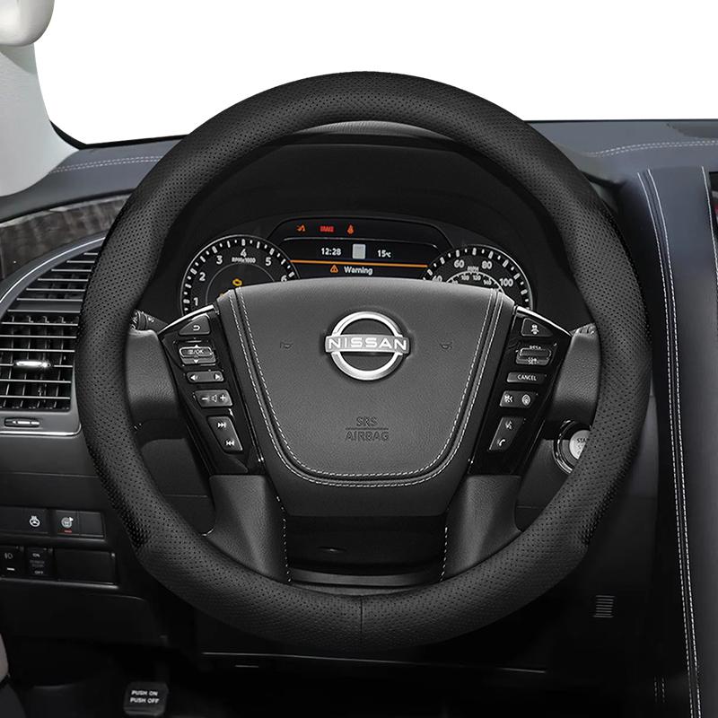 vcxja9 Suitable for Nissan Ultra-Thin Breathable Leather Steering Wheel Cover Suitable for Qashqai J10 J11 March Terrano2 Pathfinder R51 Note E12 