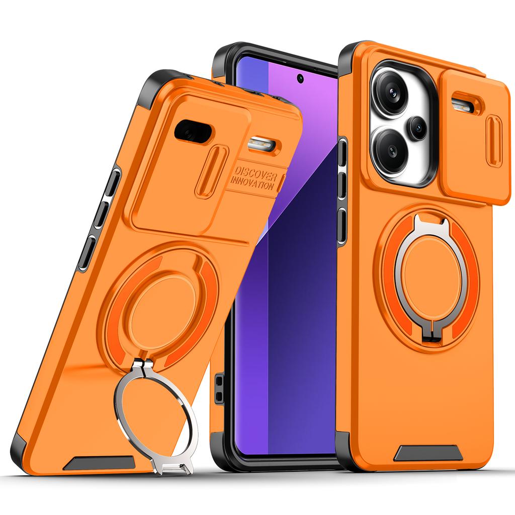 Магнитное Металлическое Кольцо-Подставка Бронированный Чехол Для Xiaomi Redmi Note 13 Pro Plus 5G Раздвижное Окно Защита Камеры Чехол-Оболочка Для Телефона