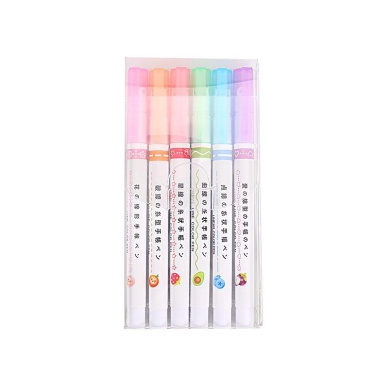 6 шт./компл. Kawaii цветы в форме линий маркер ручки роликовый наконечник кривая лайнер маркер для письма журналов рисунок канцелярские принадлежности
