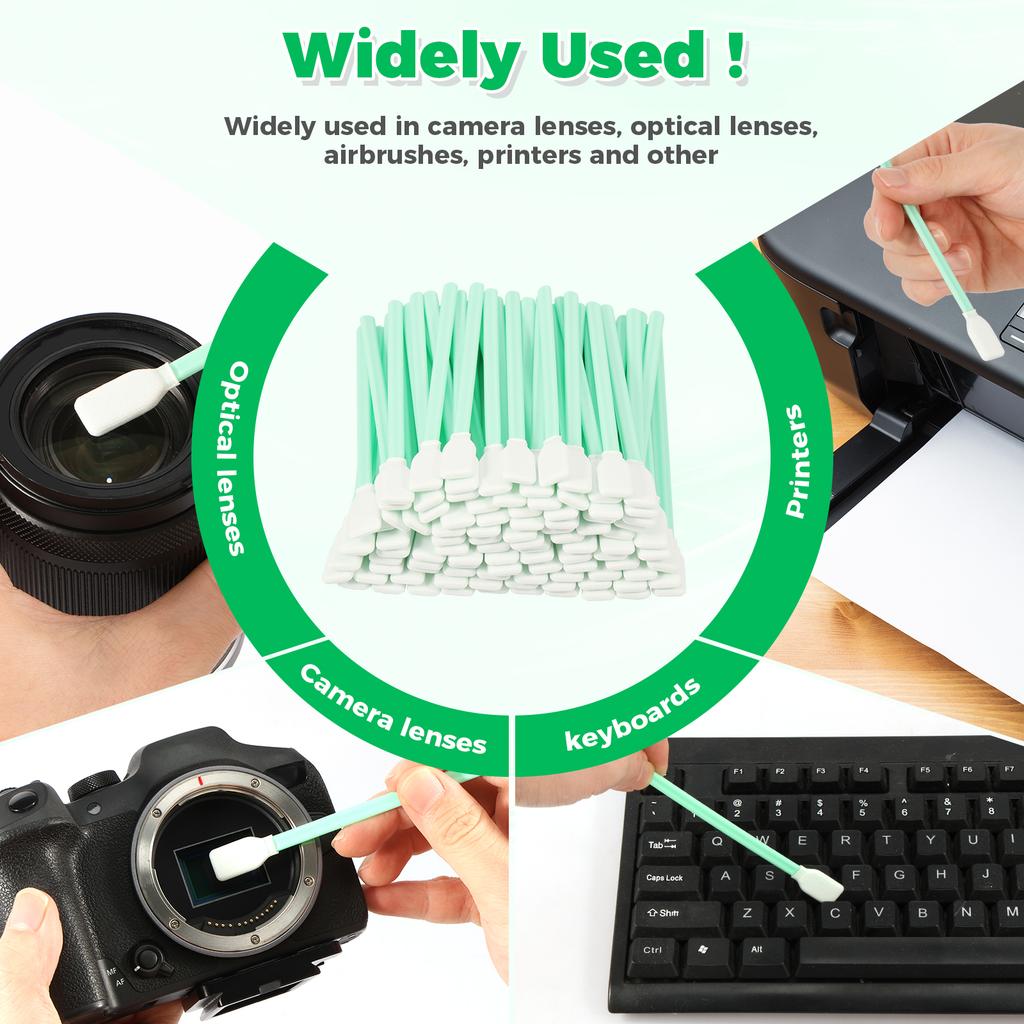 200 шт. Чистящие тампоны из пеноматериала, Палочки, Безворсовые чистящие тампоны с губчатым наконечником для линз камеры, Тампон для протирки лабораторного оборудования