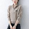 Pullover Solid Women Short Sweater Autumn and Winter 2022 Women Zipper Collar Pullover Korean Foreign Knitted Sweater Pullover
