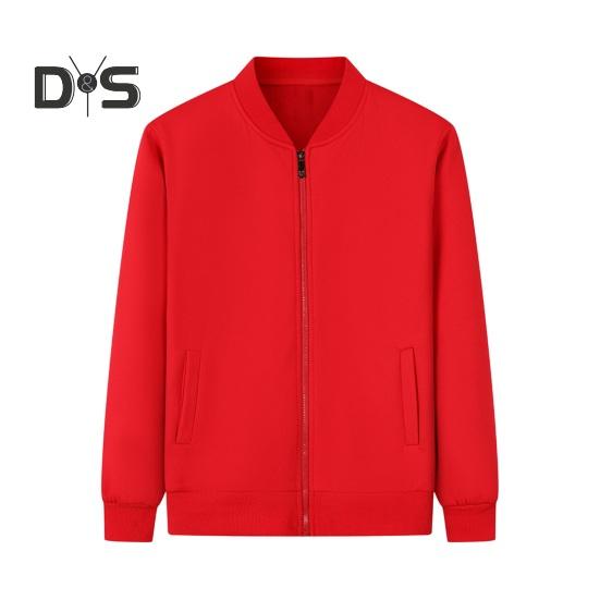 Unisex Coat Stand Collar Zip-up Carrdiagn Long Sleeves Elastic Cuff Hem Pure Color with Pocket Gym Enthusiasts Baseball Sport Jacket Daily Wear Work