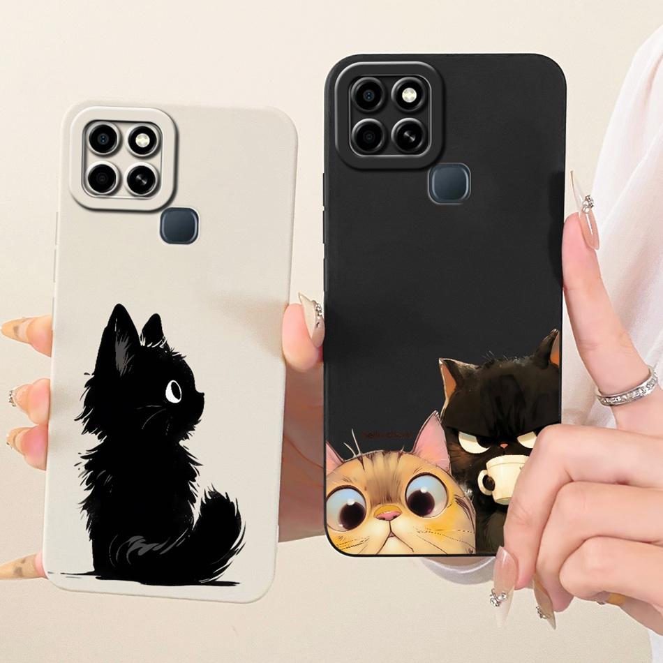 For Infinix Smart 6 X6511 X6511B X6511E Cute Cat Flower Cartoon Phone Case For Infinix Smart6 Shockproof Soft Silicone Bumpers