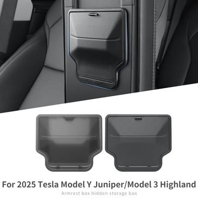 Для Tesla Model Y Launch 2025 Juniper/Model 3 Highland Автомобильный подлокотник Скрытый ящик для хранения Органайзер Аксессуары Уборка