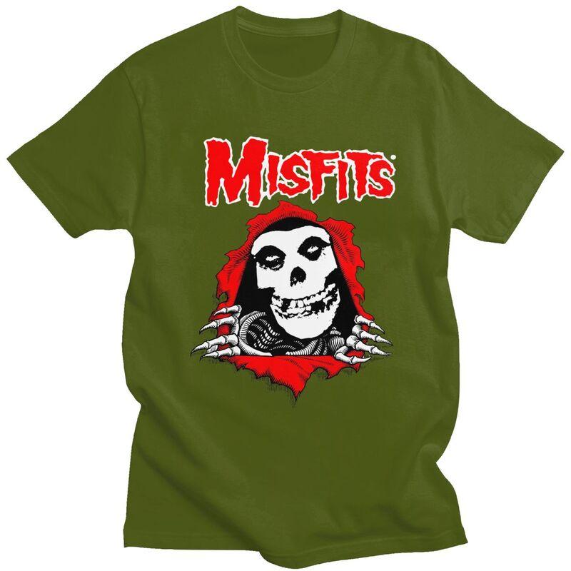 Мужские футболки на заказ в стиле Хоррор Панк Рок Misfits с черепом, футболки из чистого хлопка, футболки с коротким рукавом